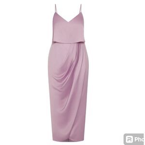 City Chic Dusky Lilac Draped Spaghetti-Strap Maxi Dress